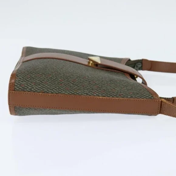 Authentic SAINT LAURENT Shoulder Bag PVC Leather Brown Gold - Picture 11 of 16